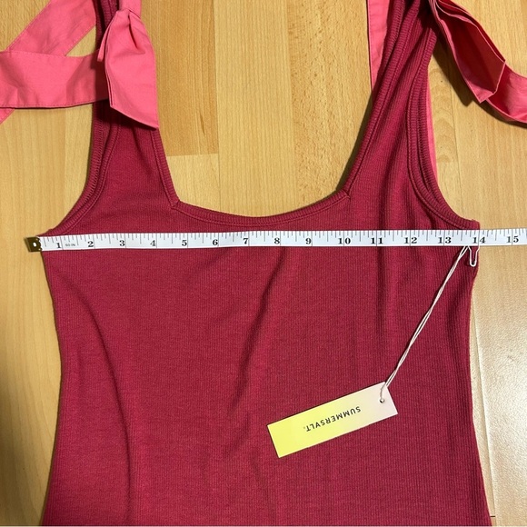 NWT Summersalt Poplin Ribbed Tie Shoulder Maxi Dress Medium Soft - Picture 9 of 10